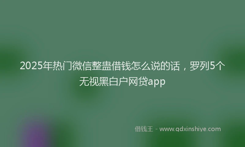 2025年热门微信整蛊借钱怎么说的话，罗列5个无视黑白户网贷app