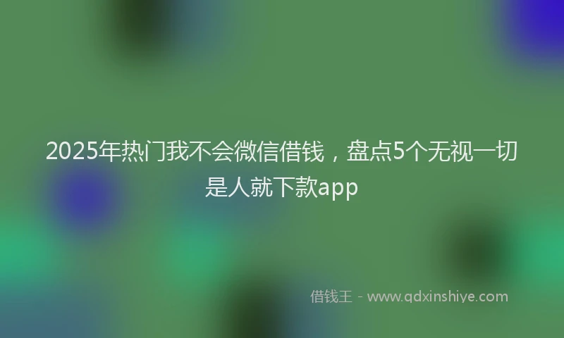 2025年热门我不会微信借钱，盘点5个无视一切是人就下款app