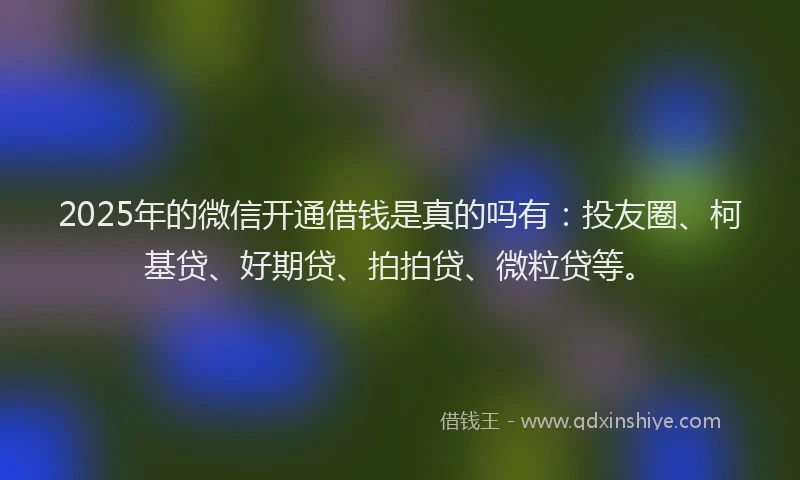 2025年的微信开通借钱是真的吗有：投友圈、柯基贷、好期贷、拍拍贷、微粒贷等。