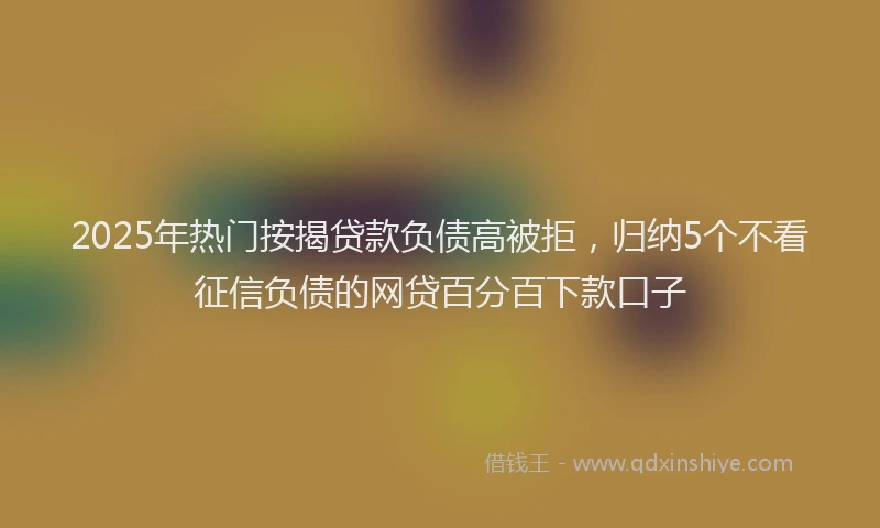 2025年热门按揭贷款负债高被拒，归纳5个不看征信负债的网贷百分百下款口子