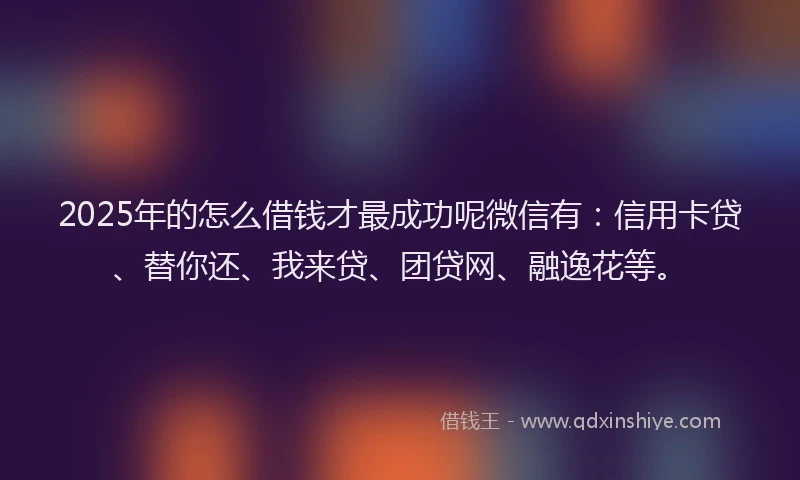 2025年的怎么借钱才最成功呢微信有：信用卡贷、替你还、我来贷、团贷网、融逸花等。