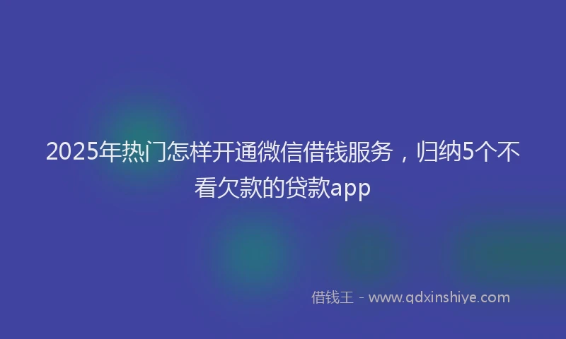 2025年热门怎样开通微信借钱服务，归纳5个不看欠款的贷款app