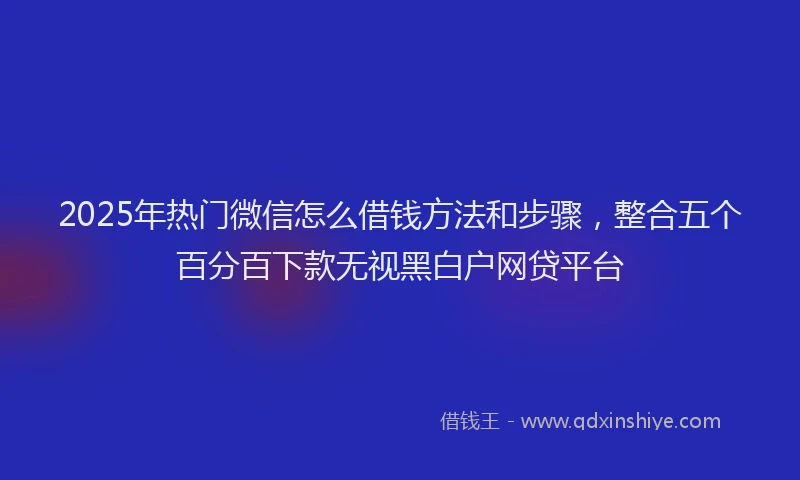 2025年热门微信怎么借钱方法和步骤，整合五个百分百下款无视黑白户网贷平台