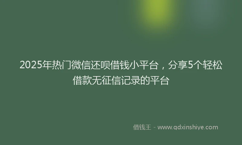 2025年热门微信还呗借钱小平台，分享5个轻松借款无征信记录的平台