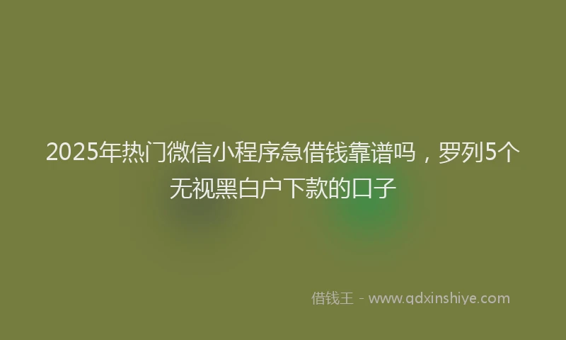 2025年热门微信小程序急借钱靠谱吗，罗列5个无视黑白户下款的口子