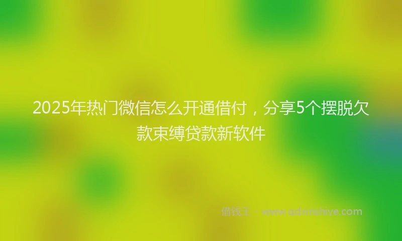 2025年热门微信怎么开通借付，分享5个摆脱欠款束缚贷款新软件
