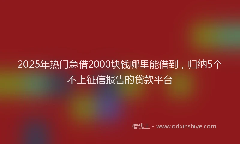 2025年热门急借2000块钱哪里能借到，归纳5个不上征信报告的贷款平台