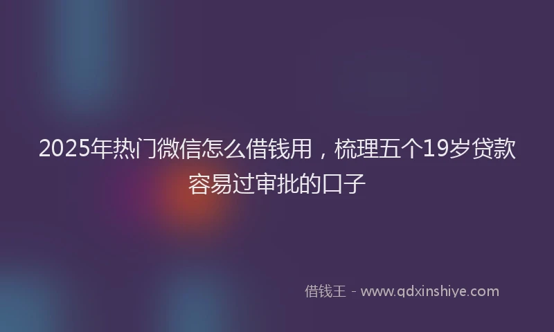 2025年热门微信怎么借钱用，梳理五个19岁贷款容易过审批的口子