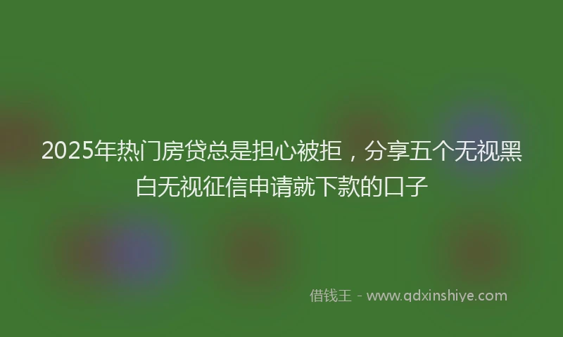 2025年热门房贷总是担心被拒，分享五个无视黑白无视征信申请就下款的口子