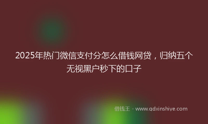 2025年热门微信支付分怎么借钱网贷，归纳五个无视黑户秒下的口子