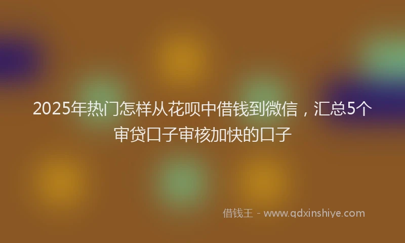 2025年热门怎样从花呗中借钱到微信，汇总5个审贷口子审核加快的口子