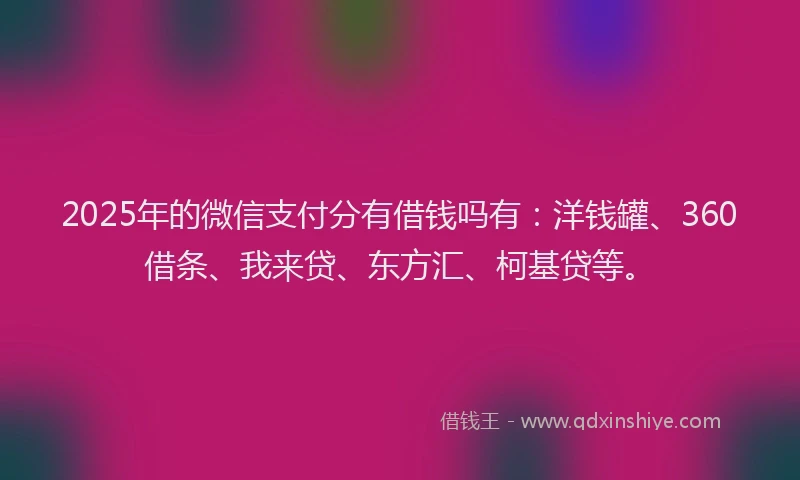 2025年的微信支付分有借钱吗有：洋钱罐、360借条、我来贷、东方汇、柯基贷等。
