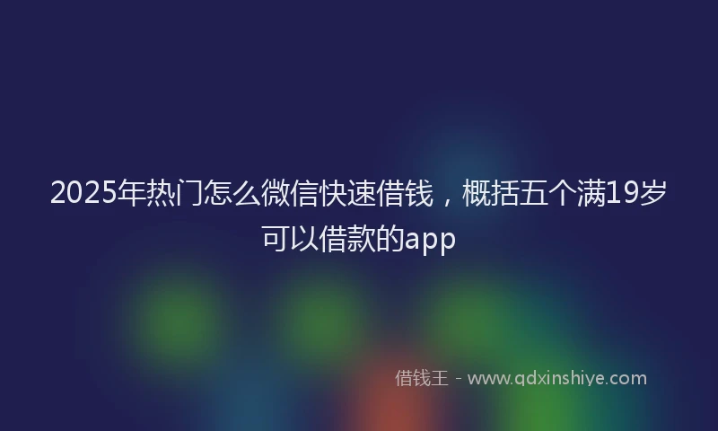 2025年热门怎么微信快速借钱，概括五个满19岁可以借款的app