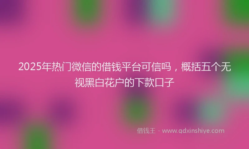 2025年热门微信的借钱平台可信吗，概括五个无视黑白花户的下款口子