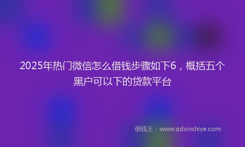 2025年热门微信怎么借钱步骤如下6，概括五个黑户可以下的贷款平台