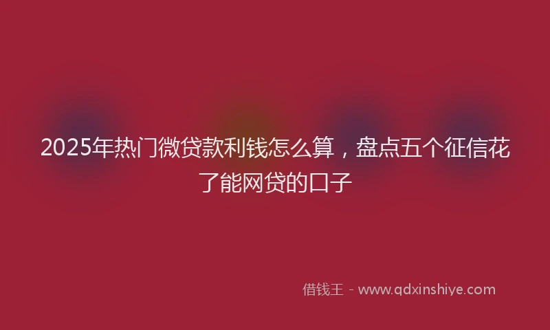 2025年热门微贷款利钱怎么算，盘点五个征信花了能网贷的口子