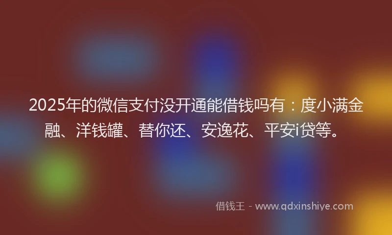 2025年的微信支付没开通能借钱吗有：度小满金融、洋钱罐、替你还、安逸花、平安i贷等。