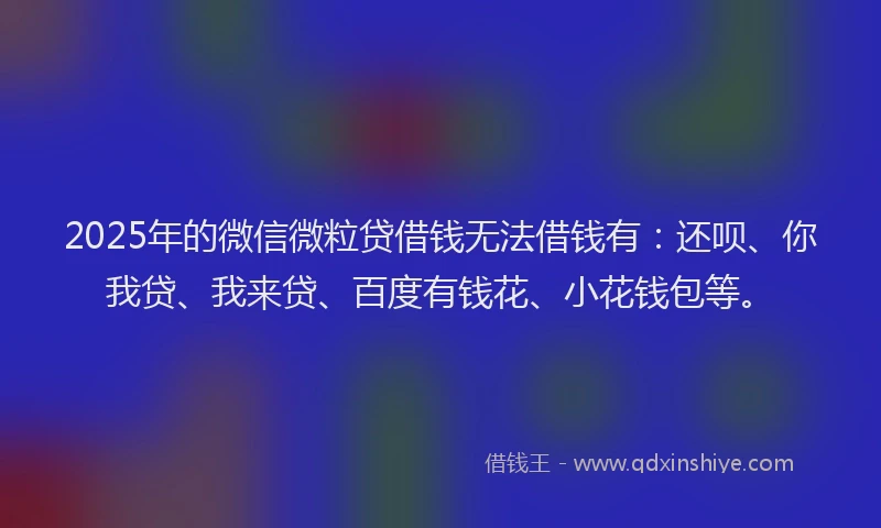 2025年的微信微粒贷借钱无法借钱有：还呗、你我贷、我来贷、百度有钱花、小花钱包等。