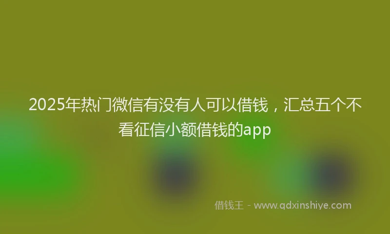 2025年热门微信有没有人可以借钱，汇总五个不看征信小额借钱的app