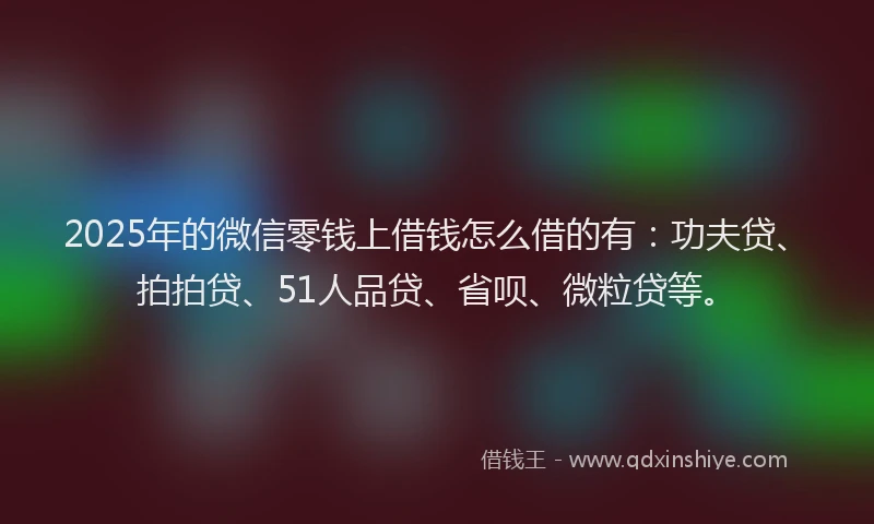 2025年的微信零钱上借钱怎么借的有：功夫贷、拍拍贷、51人品贷、省呗、微粒贷等。