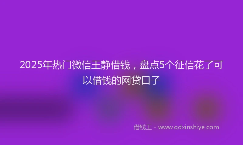 2025年热门微信王静借钱，盘点5个征信花了可以借钱的网贷口子