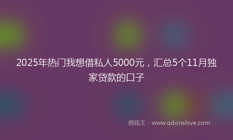 2025年热门我想借私人5000元，汇总5个11月独家贷款的口子