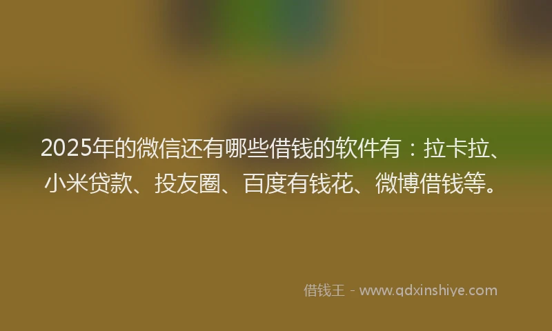 2025年的微信还有哪些借钱的软件有：拉卡拉、小米贷款、投友圈、百度有钱花、微博借钱等。
