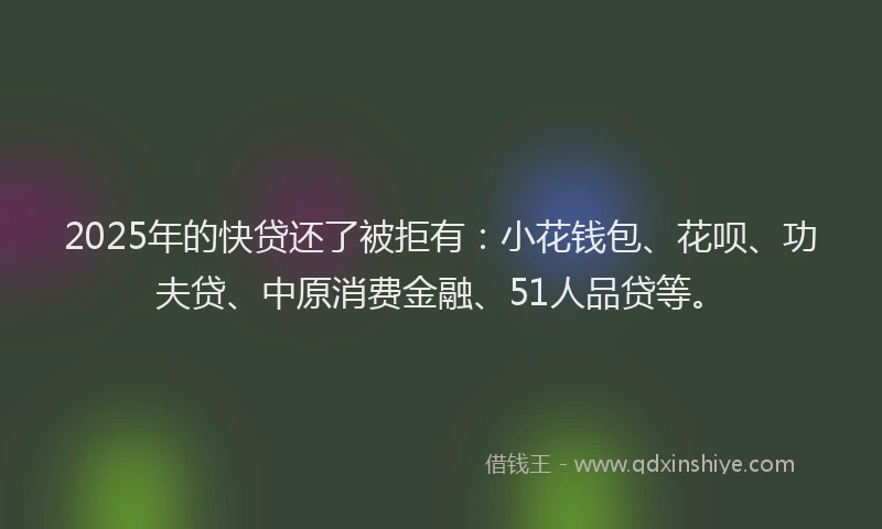 2025年的快贷还了被拒有：小花钱包、花呗、功夫贷、中原消费金融、51人品贷等。