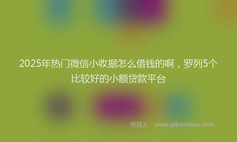 2025年热门微信小收据怎么借钱的啊，罗列5个比较好的小额贷款平台