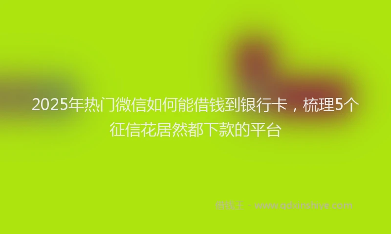 2025年热门微信如何能借钱到银行卡，梳理5个征信花居然都下款的平台
