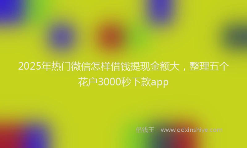 2025年热门微信怎样借钱提现金额大，整理五个花户3000秒下款app