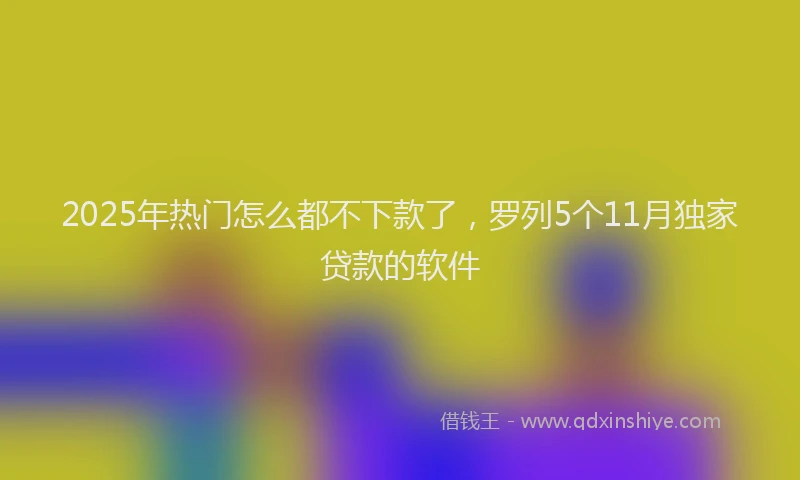 2025年热门怎么都不下款了，罗列5个11月独家贷款的软件