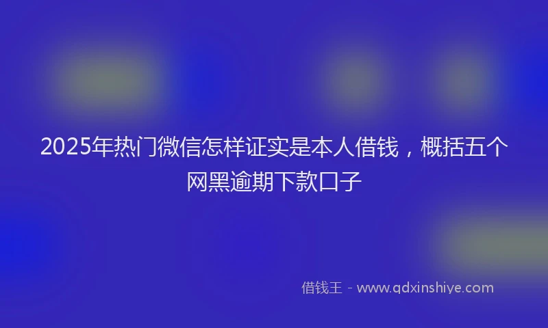 2025年热门微信怎样证实是本人借钱，概括五个网黑逾期下款口子