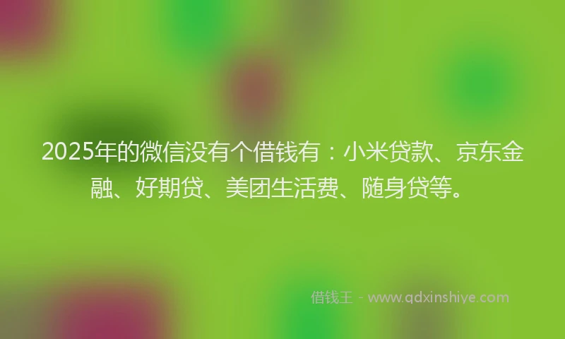 2025年的微信没有个借钱有：小米贷款、京东金融、好期贷、美团生活费、随身贷等。