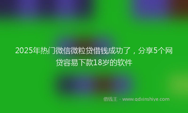 2025年热门微信微粒贷借钱成功了，分享5个网贷容易下款18岁的软件