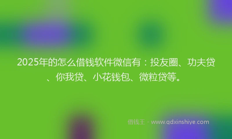 2025年的怎么借钱软件微信有：投友圈、功夫贷、你我贷、小花钱包、微粒贷等。