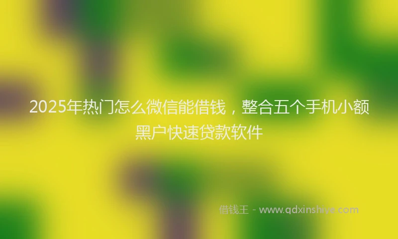 2025年热门怎么微信能借钱，整合五个手机小额黑户快速贷款软件