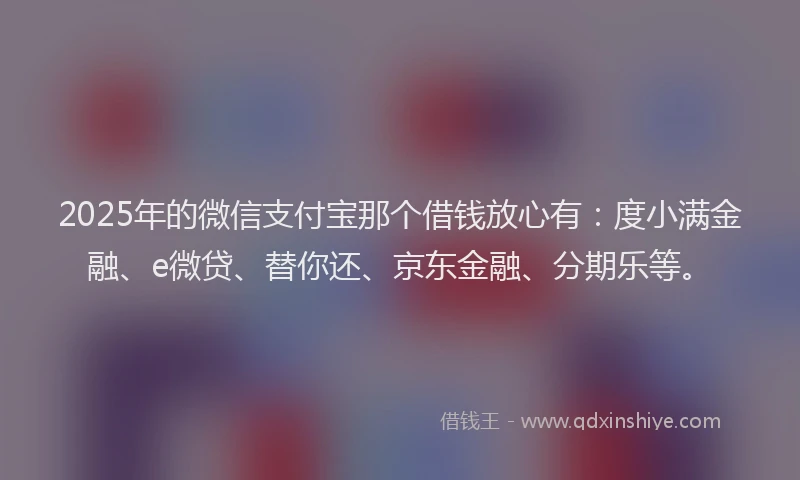 2025年的微信支付宝那个借钱放心有：度小满金融、e微贷、替你还、京东金融、分期乐等。