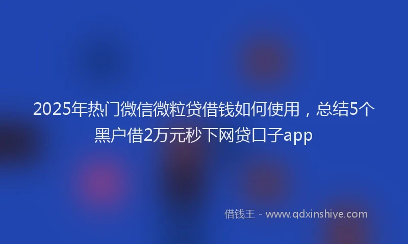 2025年热门微信微粒贷借钱如何使用，总结5个黑户借2万元秒下网贷口子app