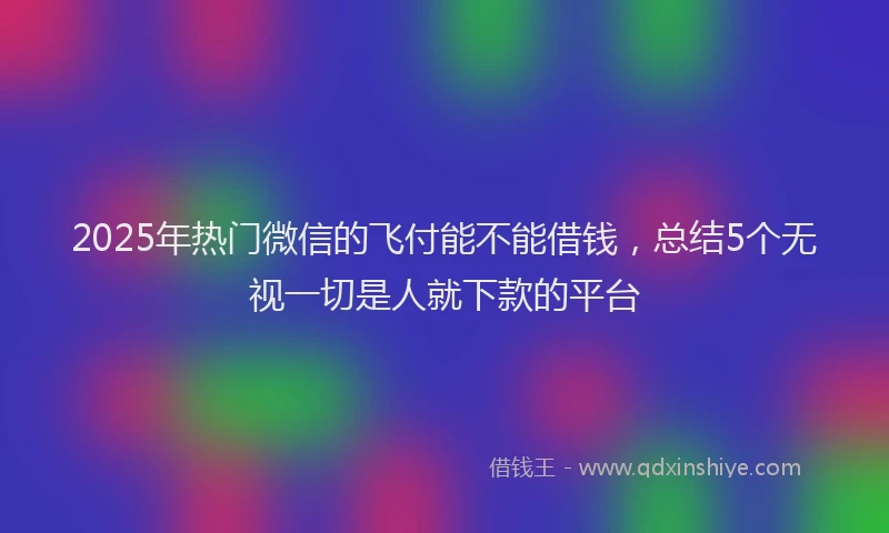 2025年热门微信的飞付能不能借钱，总结5个无视一切是人就下款的平台