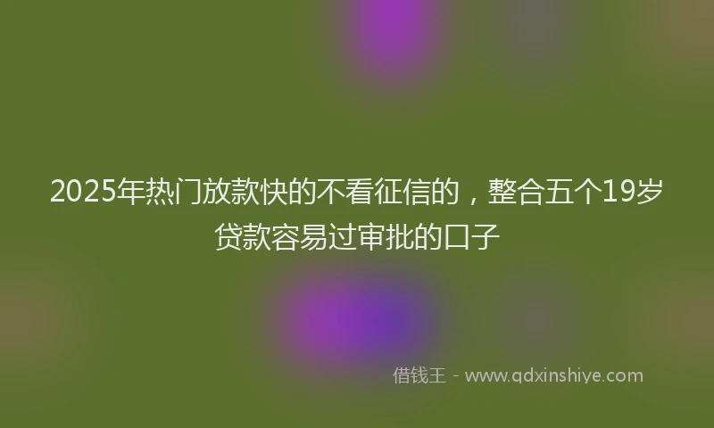 2025年热门放款快的不看征信的，整合五个19岁贷款容易过审批的口子