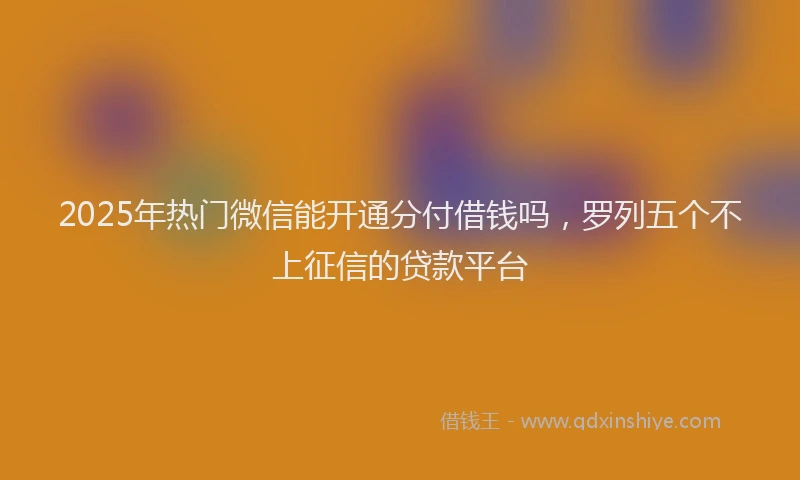 2025年热门微信能开通分付借钱吗，罗列五个不上征信的贷款平台