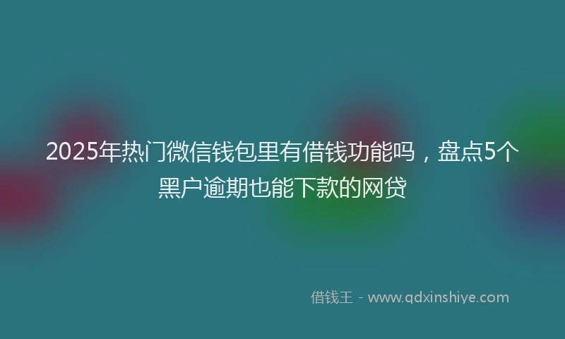 2025年热门微信钱包里有借钱功能吗，盘点5个黑户逾期也能下款的网贷