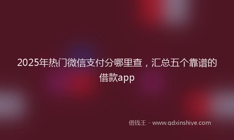 2025年热门微信支付分哪里查，汇总五个靠谱的借款app