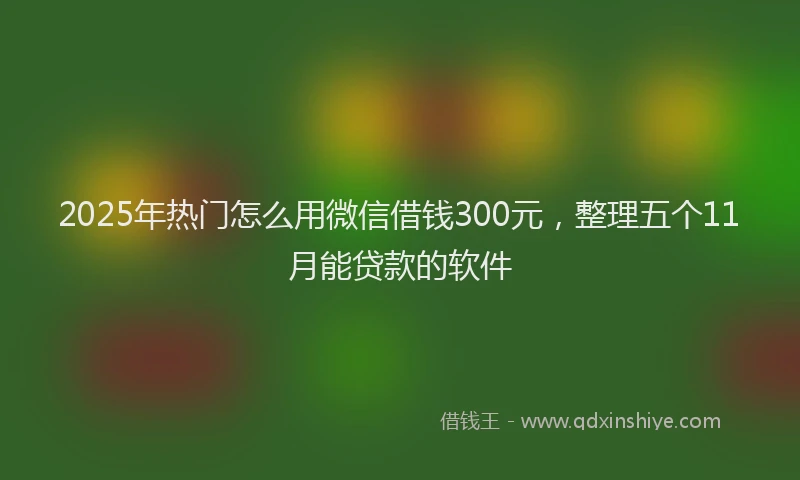 2025年热门怎么用微信借钱300元，整理五个11月能贷款的软件