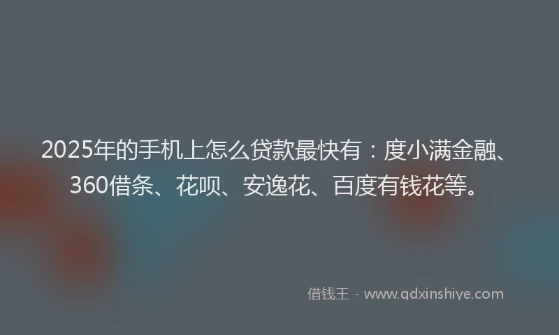 2025年的手机上怎么贷款最快有：度小满金融、360借条、花呗、安逸花、百度有钱花等。