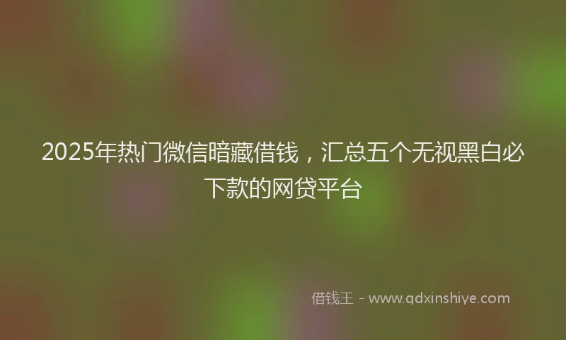 2025年热门微信暗藏借钱，汇总五个无视黑白必下款的网贷平台