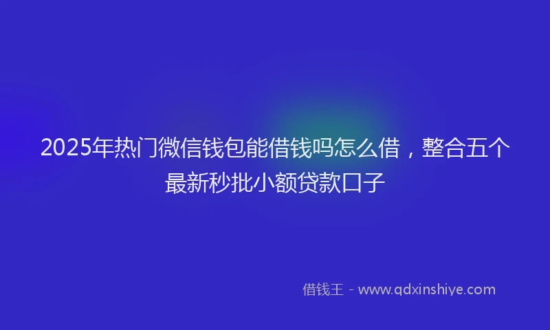 2025年热门微信钱包能借钱吗怎么借，整合五个最新秒批小额贷款口子