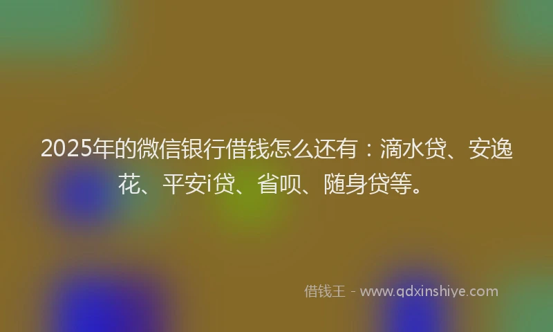 2025年的微信银行借钱怎么还有：滴水贷、安逸花、平安i贷、省呗、随身贷等。