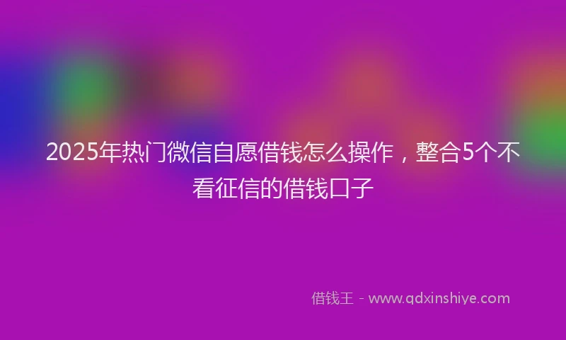 2025年热门微信自愿借钱怎么操作，整合5个不看征信的借钱口子